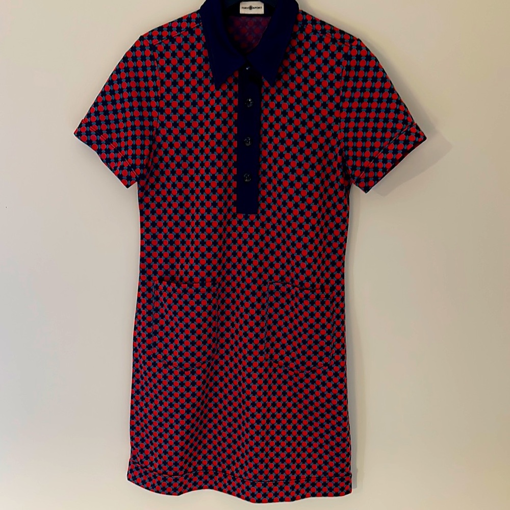 Stylish Red and Blue Checkered Tory Burch Dress